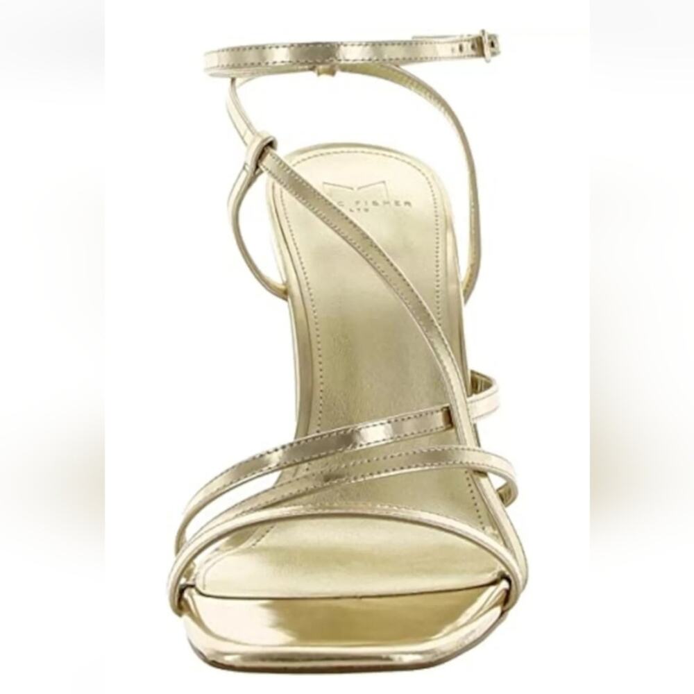 Marc Fisher Edalyn Strappy Metallic Ankle Strap Sandal Gold 10 - Picture 3 of 7
